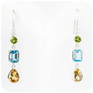 Peridot, Topaz and Citrine Drop Earring
