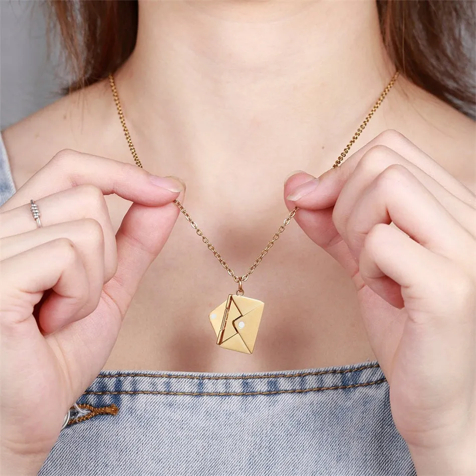 Personalized Envelope Locket Necklace
