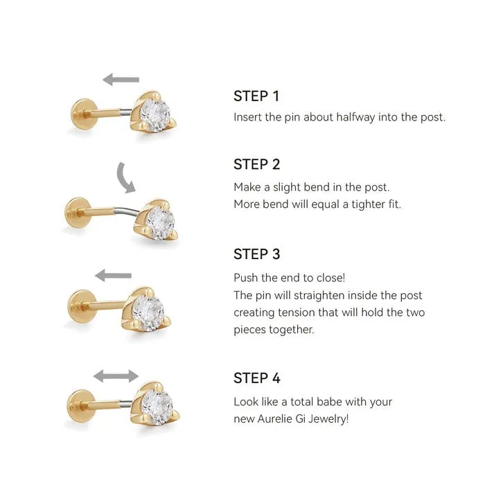 PIPER | White Sapphire Drop Threadless Flatback Earring