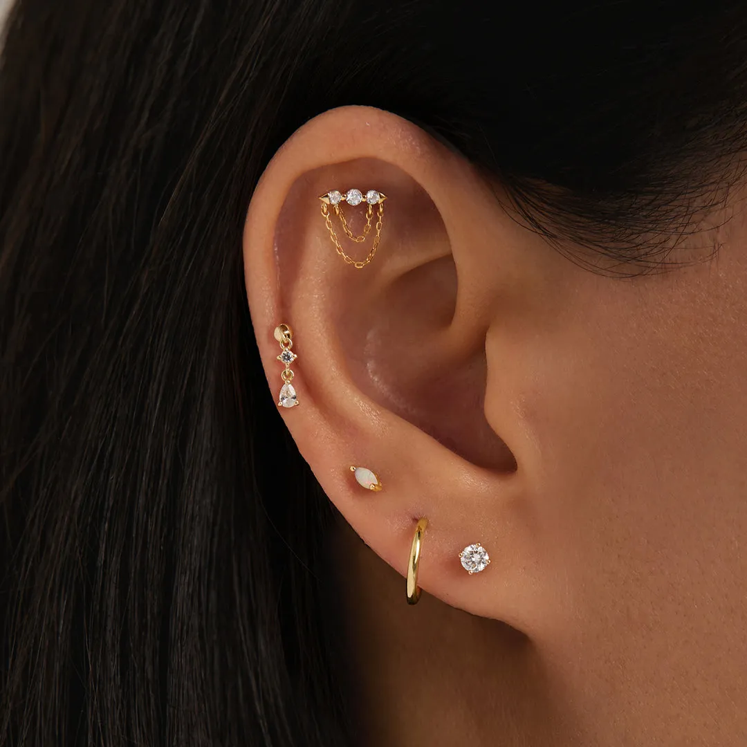 PIPER | White Sapphire Drop Threadless Flatback Earring
