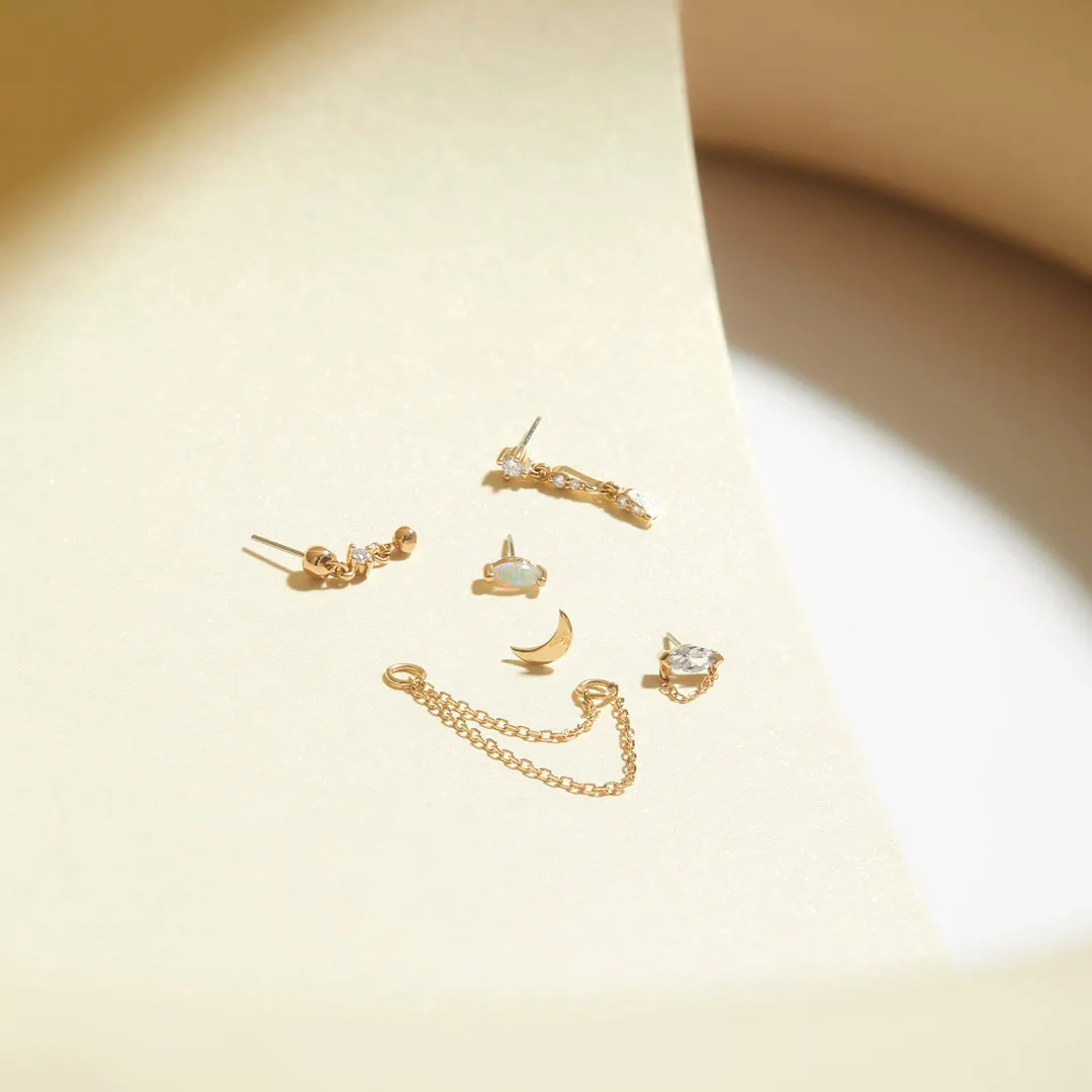 PIPER | White Sapphire Drop Threadless Flatback Earring