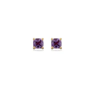 Purple Sapphire Studs, 14K Yellow Gold