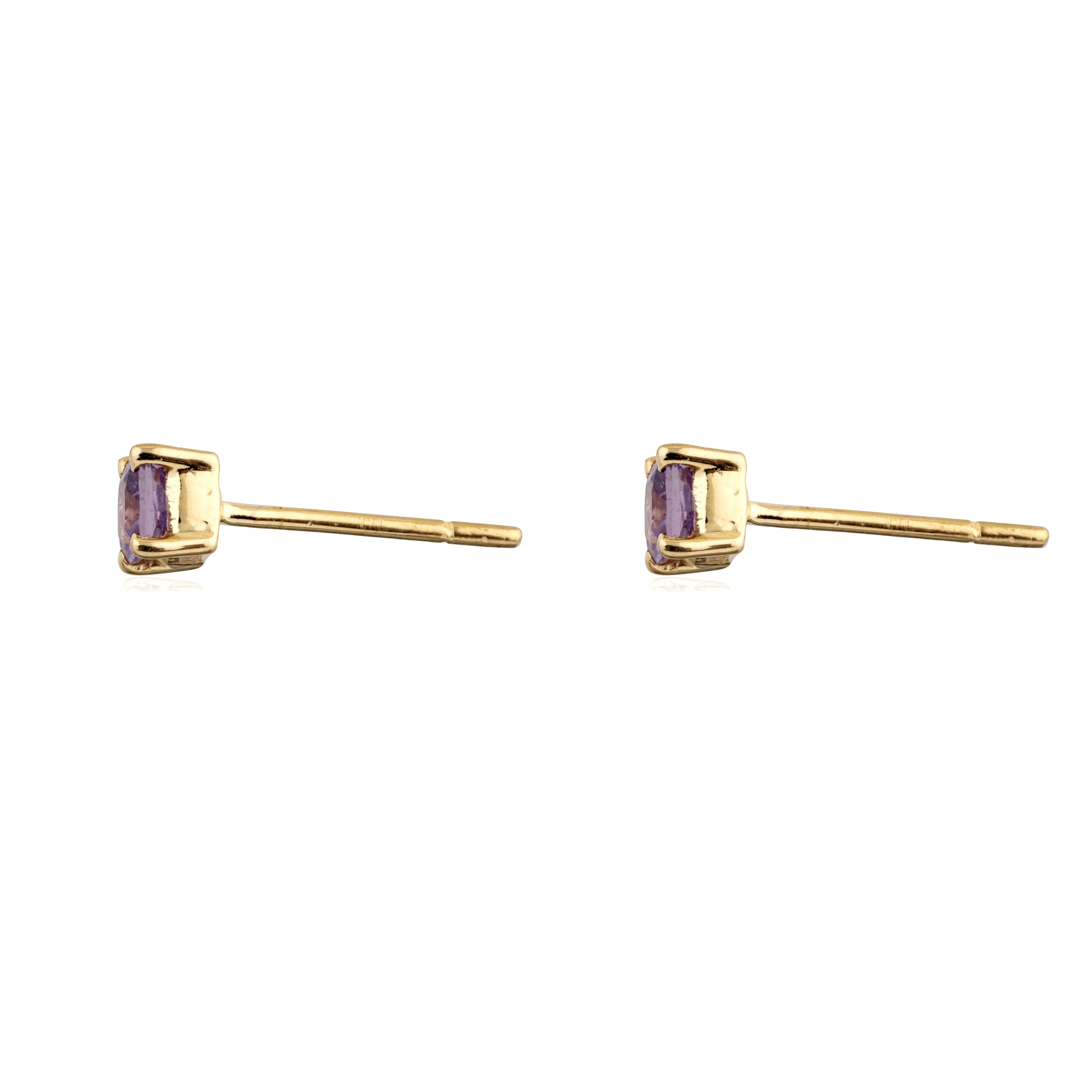 Purple Sapphire Studs, 14K Yellow Gold