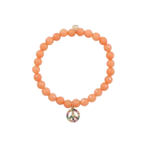 Rainbow Peace Sign Beaded Bracelet