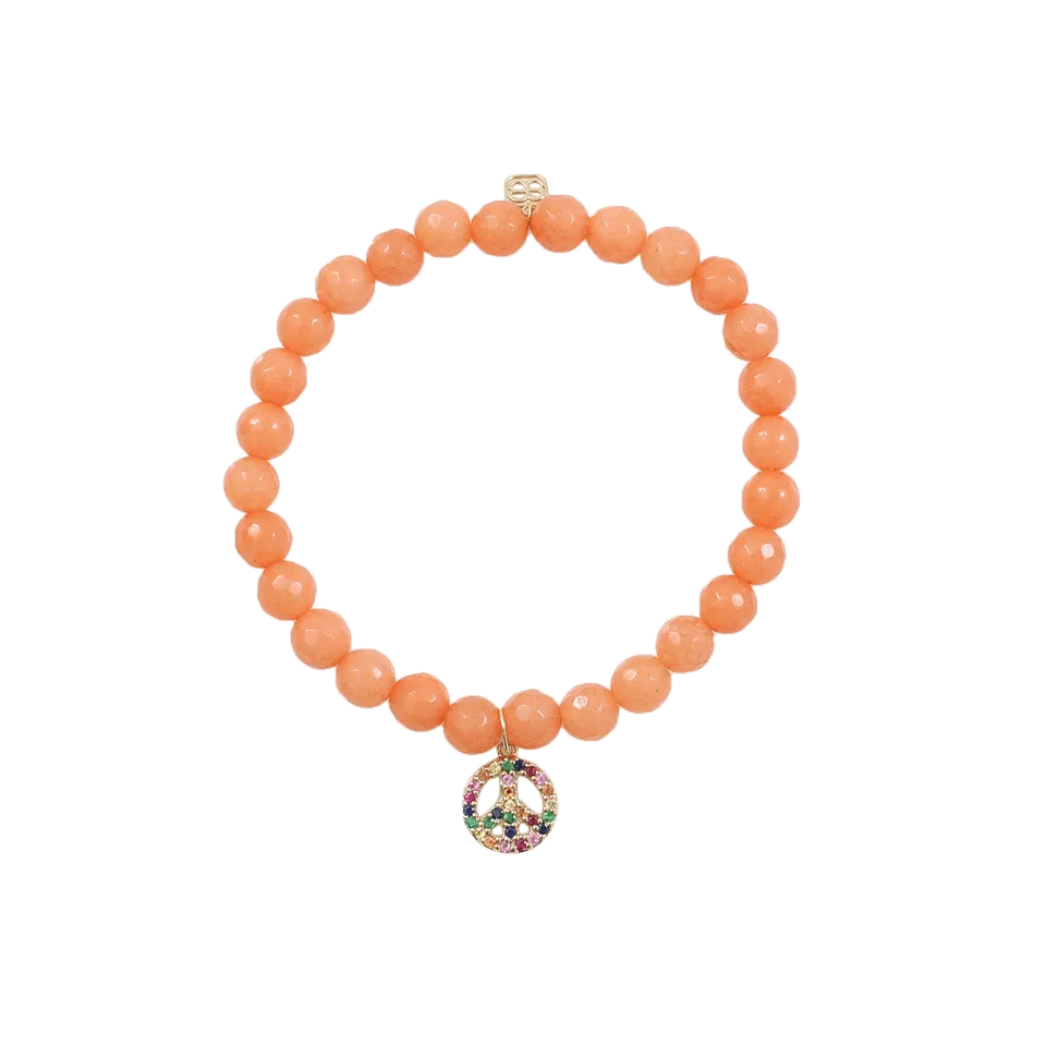 Rainbow Peace Sign Beaded Bracelet