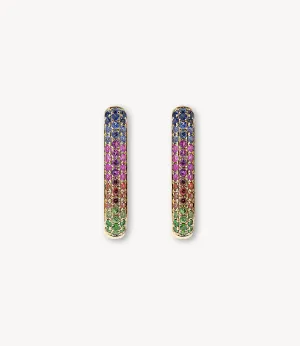 Rainbow Sapphire Oval Hoop Earrings