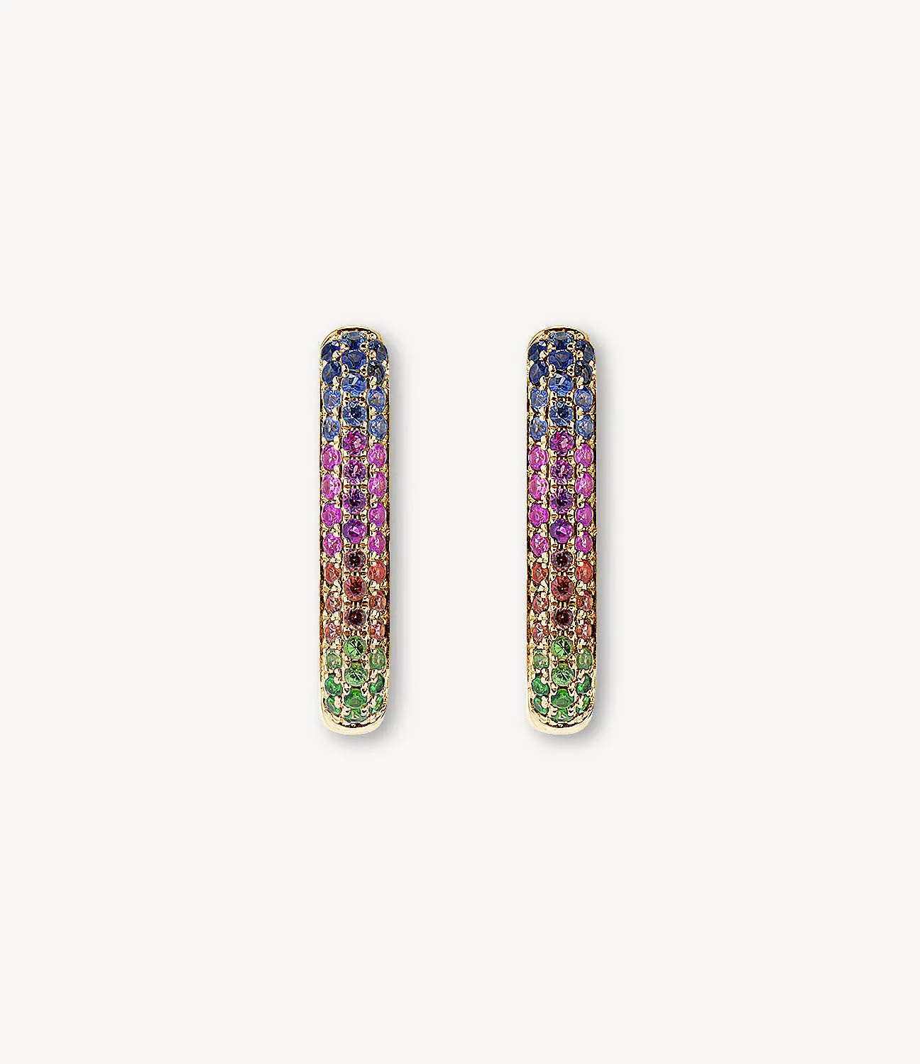 Rainbow Sapphire Oval Hoop Earrings