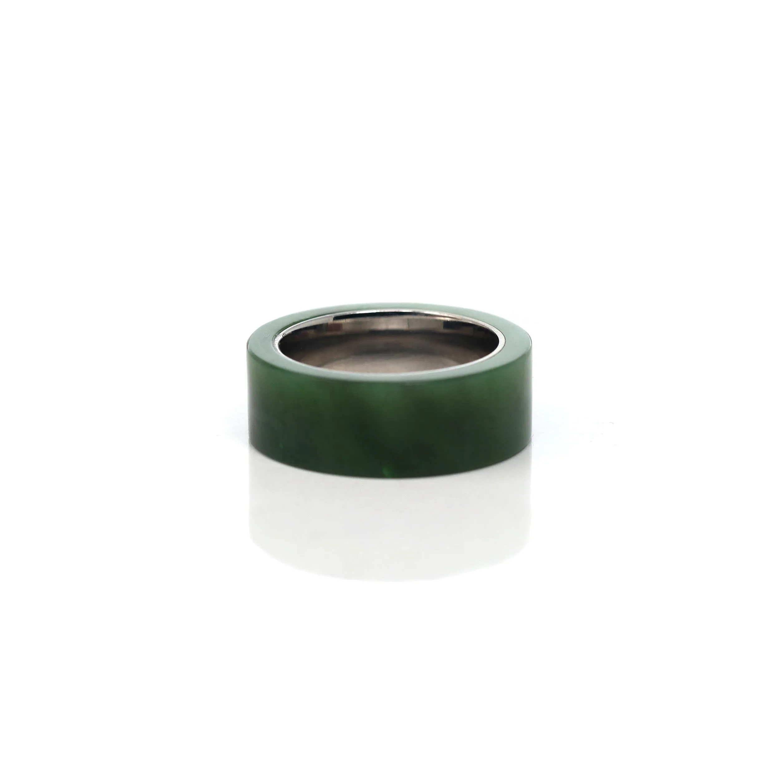 RealJade® Co. "Signature Signet" Stainless Steel Real Green Nephrite Jade Classic Men's Band