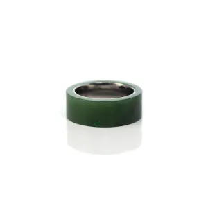 RealJade® Co. "Signature Signet" Stainless Steel Real Green Nephrite Jade Classic Men's Band
