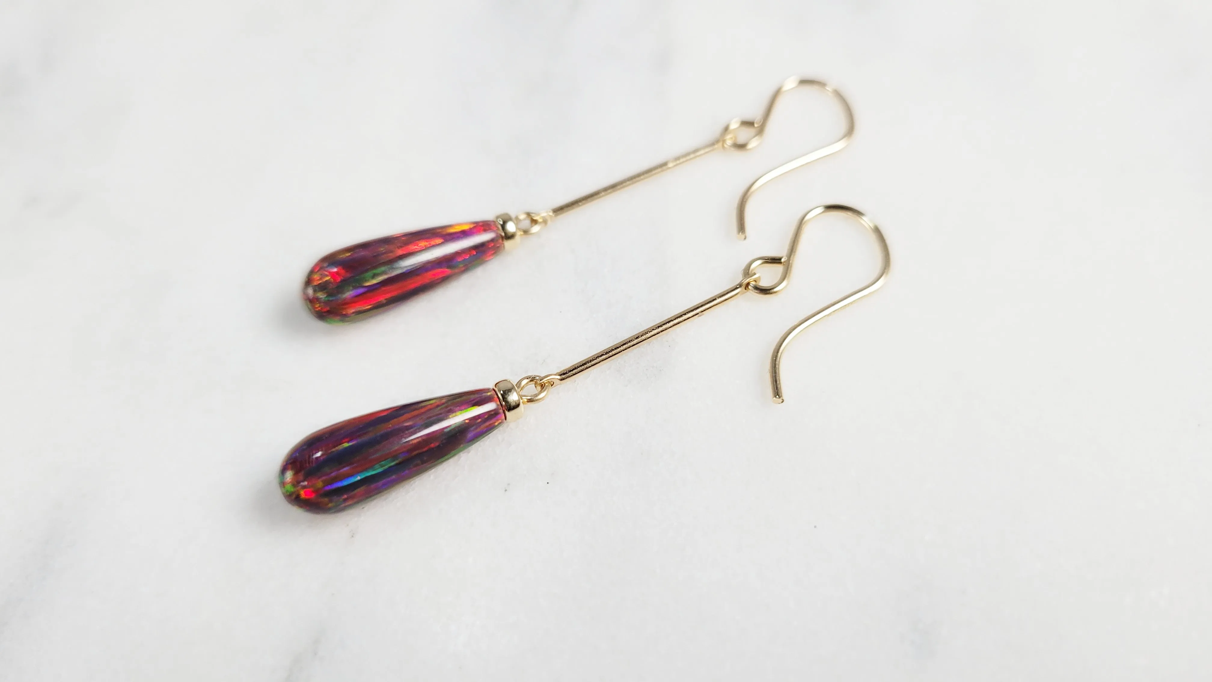 Red Fire Opal Dangle Earrings