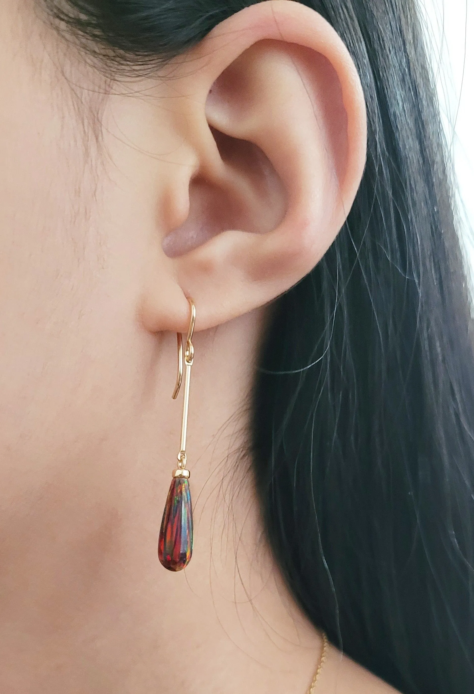Red Fire Opal Dangle Earrings