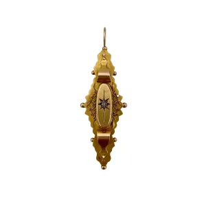 reimagined V I N T A G E // starburst with a secret / Victorian etruscan 9ct gold locket pendant / rose cut diamond solitaire