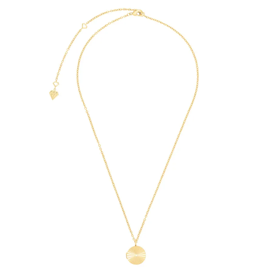 Ribbed Gold Locket Necklace