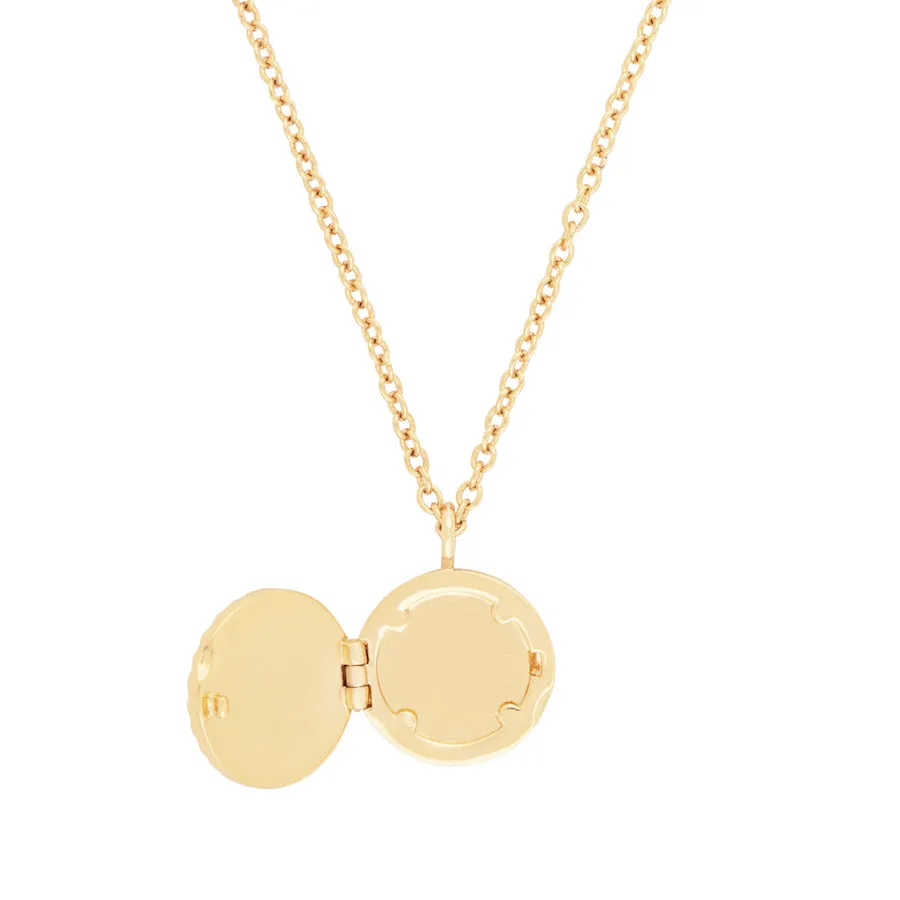 Ribbed Gold Locket Necklace