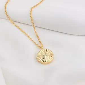 Ribbed Gold Locket Necklace