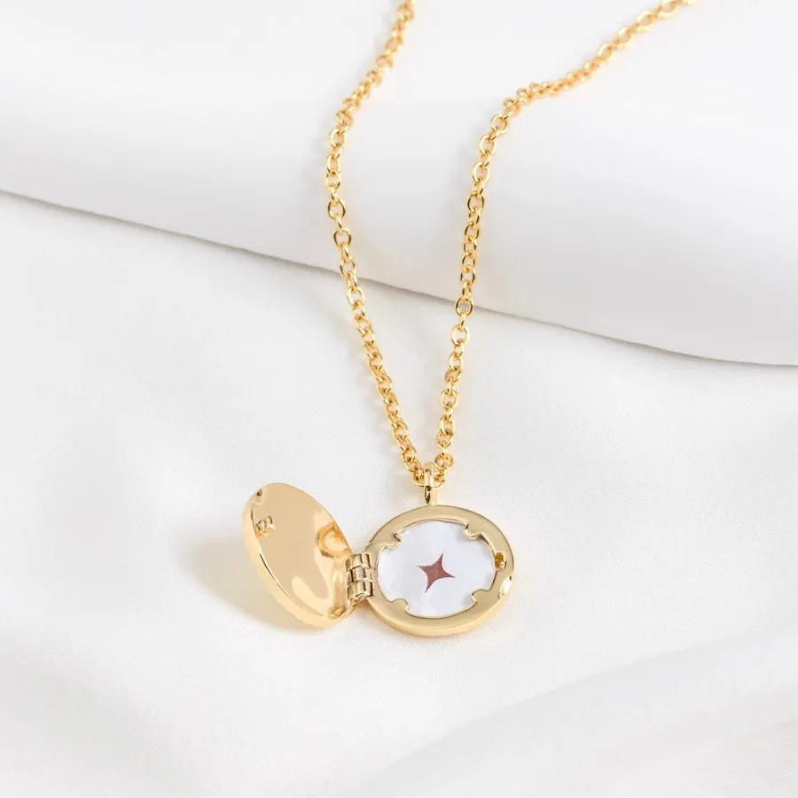 Ribbed Gold Locket Necklace