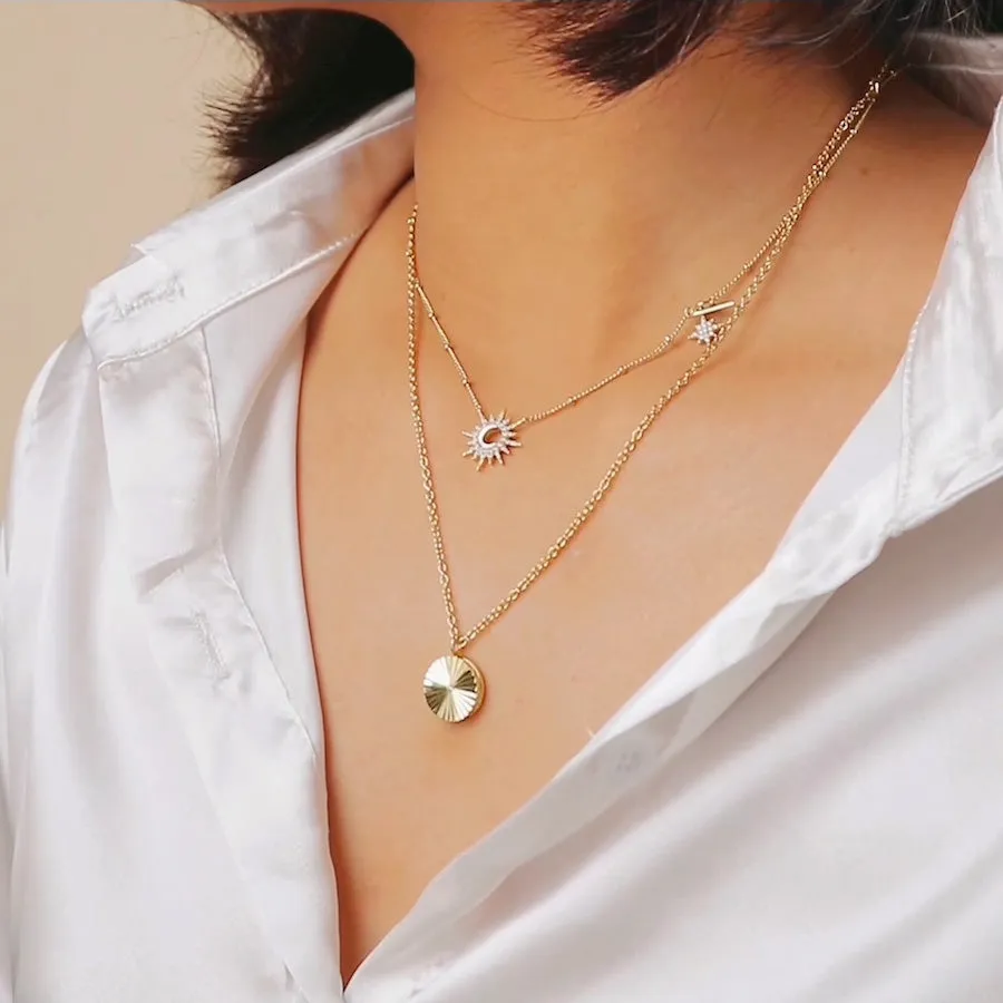 Ribbed Gold Locket Necklace