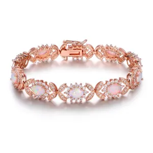 Rose gold simulated diamond & lab created opal tennis bracelet