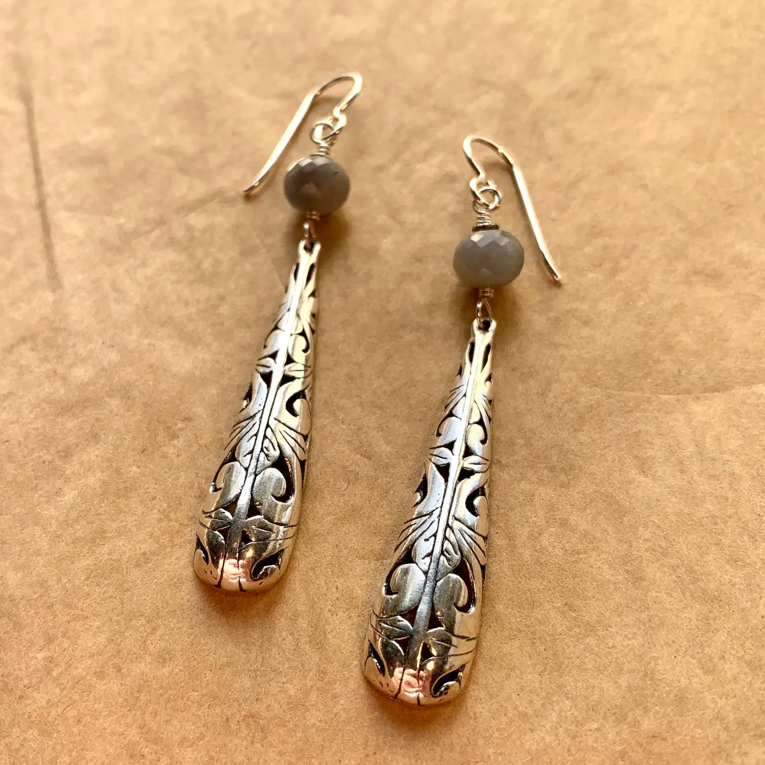 Sapphire & Sterling Teardrop Earrings