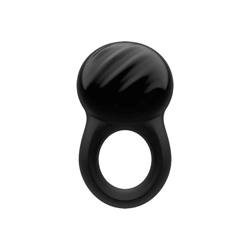Satisfyer Signet Ring Rechargeable App Enabled Couple's Grooved Vibrating Penis Ring Black