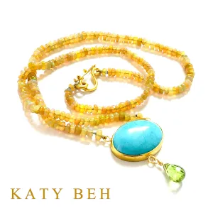 Sissy Turquoise, Welo Opal and Peridot Necklace