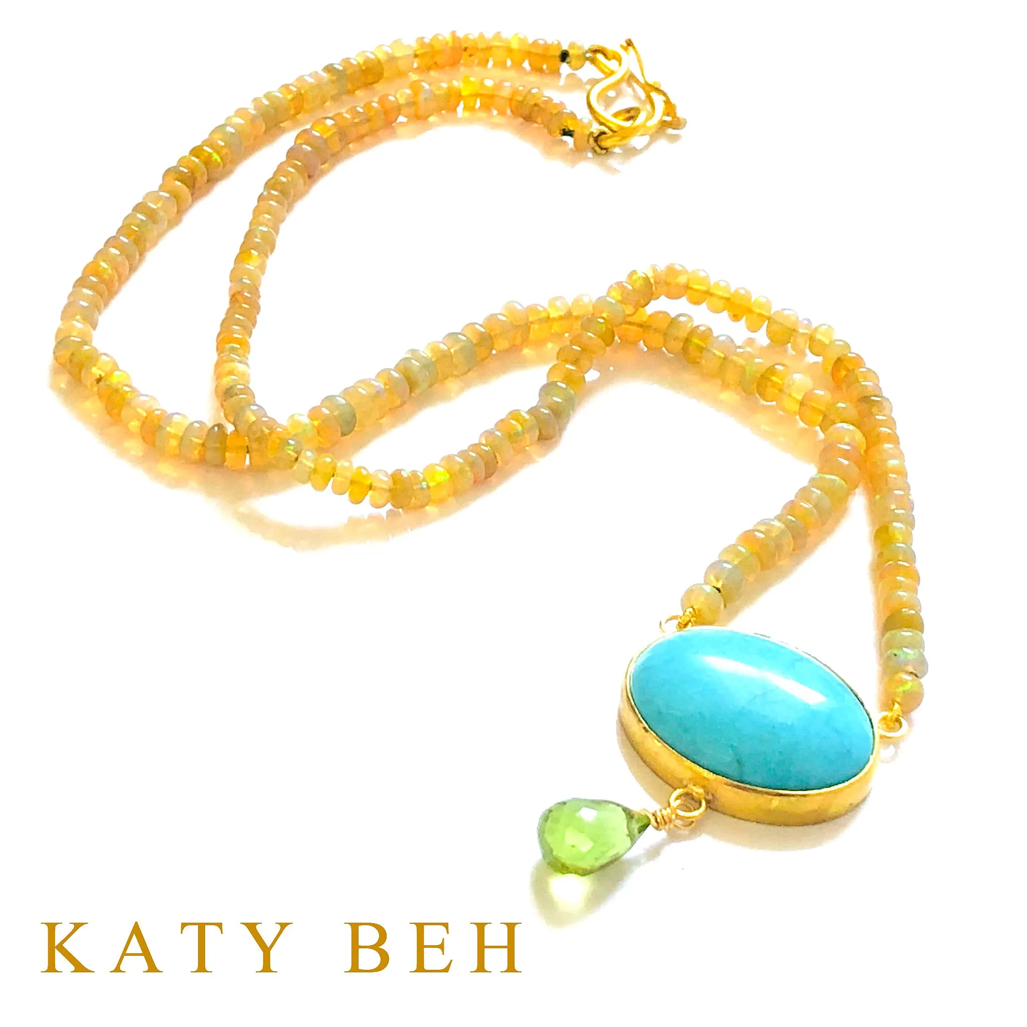Sissy Turquoise, Welo Opal and Peridot Necklace