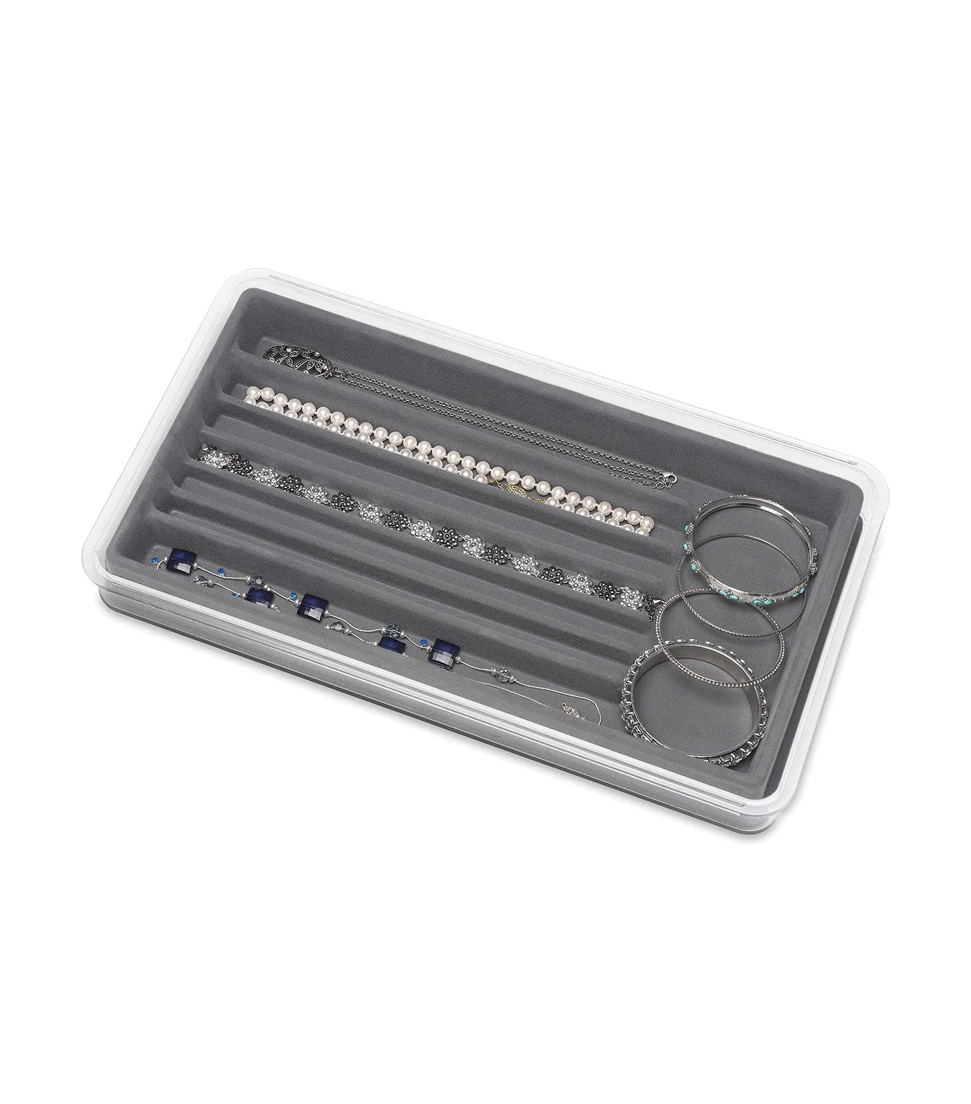 Stackable 7 Section Jewelry Trays Gray