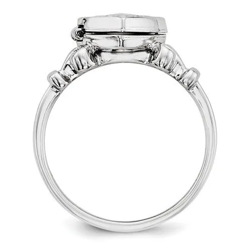 Sterling Silver 10mm Heart Locket Ring
