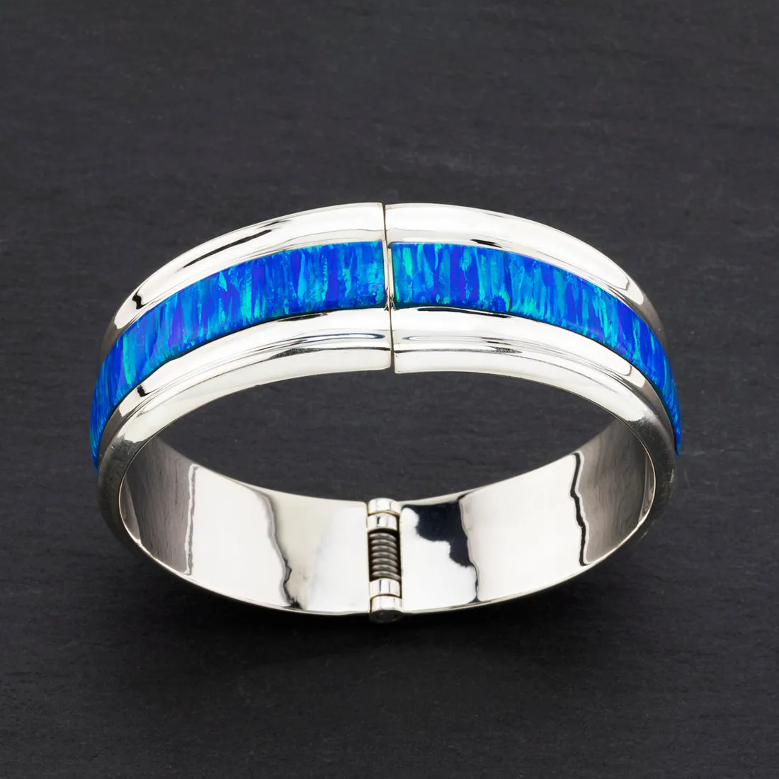 Sterling Silver and Australian Blue Opal Bangle
