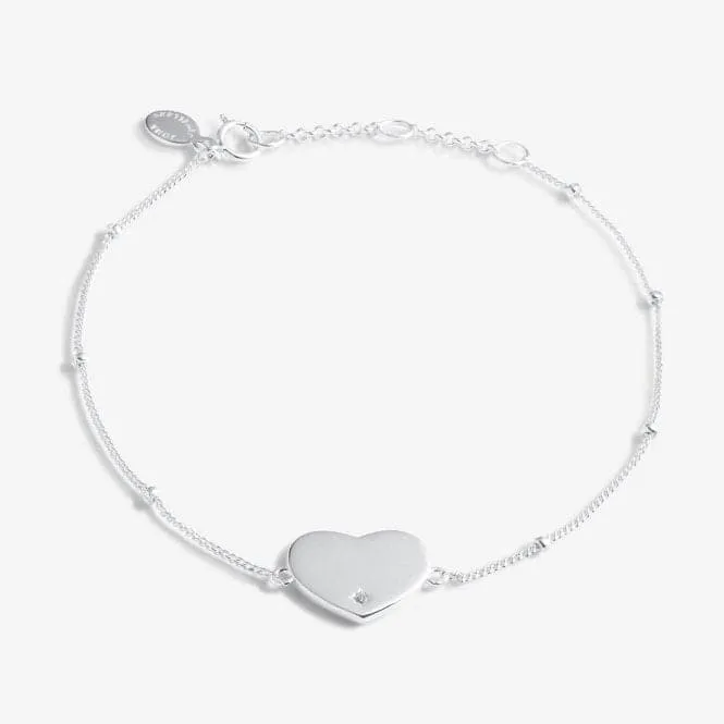 Sterling Silver Beautiful Friend Heart Zirconia 16cm   3cm Bracelet JJS0007
