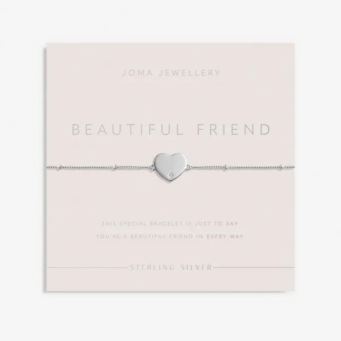 Sterling Silver Beautiful Friend Heart Zirconia 16cm   3cm Bracelet JJS0007