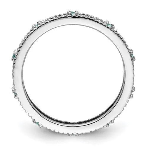 Sterling Silver Stackable Expressions Blue Topaz Filigree Ring