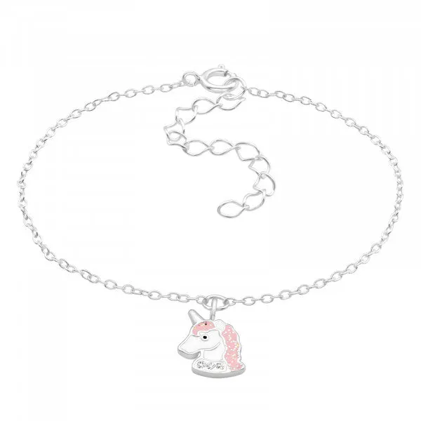 Sterling Silver Unicorn Bracelet With Crystal