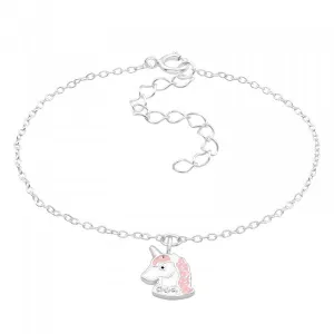 Sterling Silver Unicorn Bracelet With Crystal