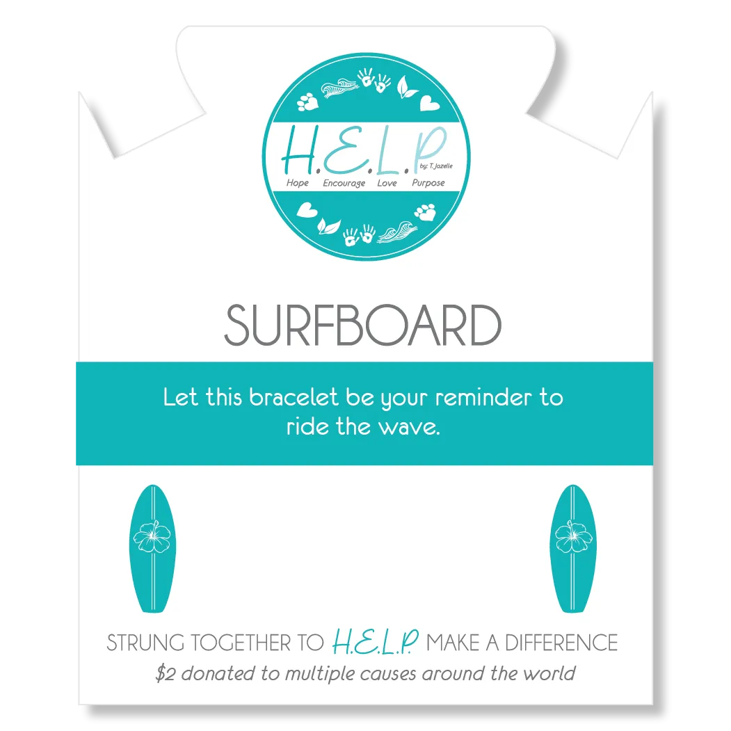 Surfboard Charm with Lemonade Jade Charity Bracelet