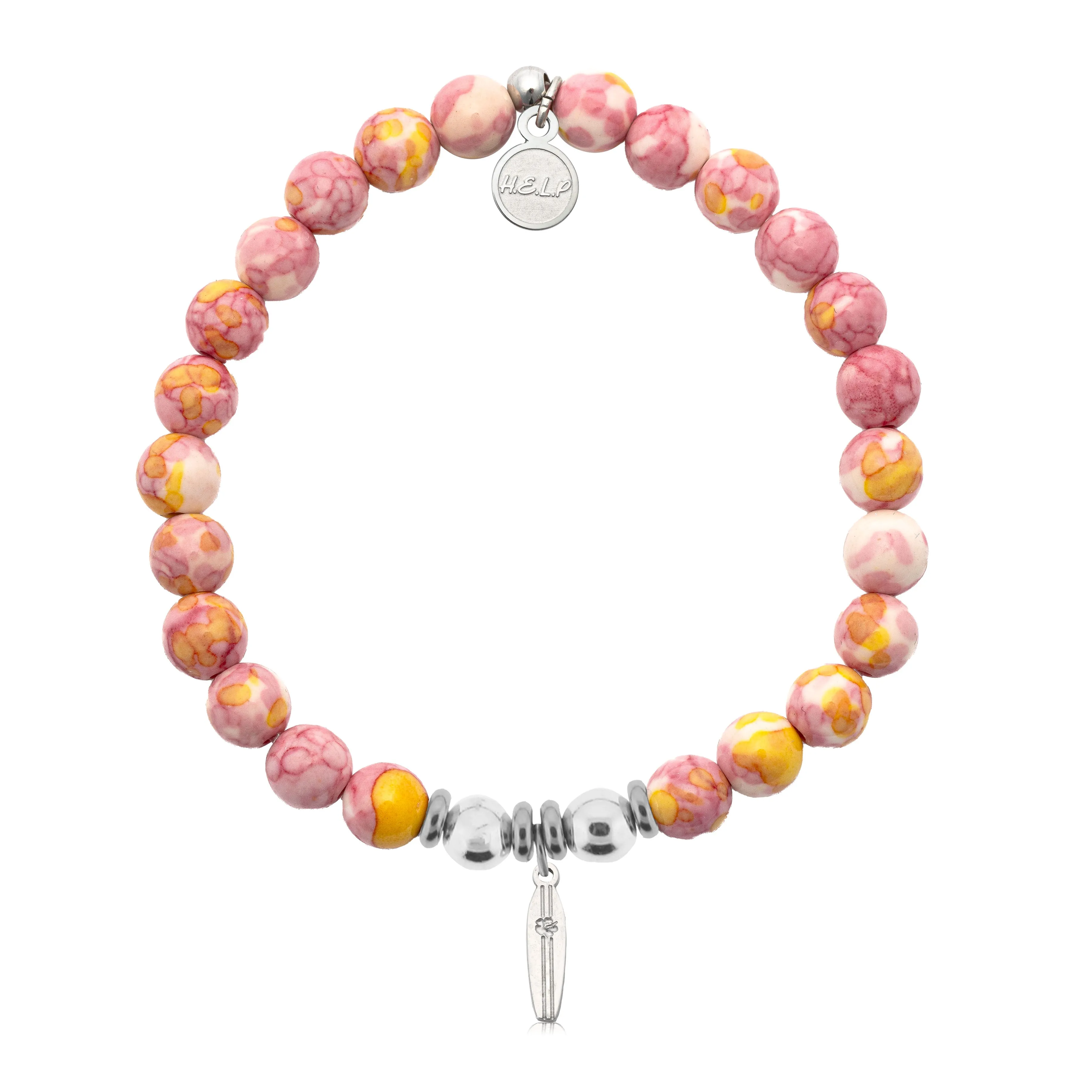 Surfboard Charm with Lemonade Jade Charity Bracelet