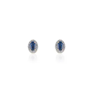 Susanna, Diamond Halo Sapphire Studs