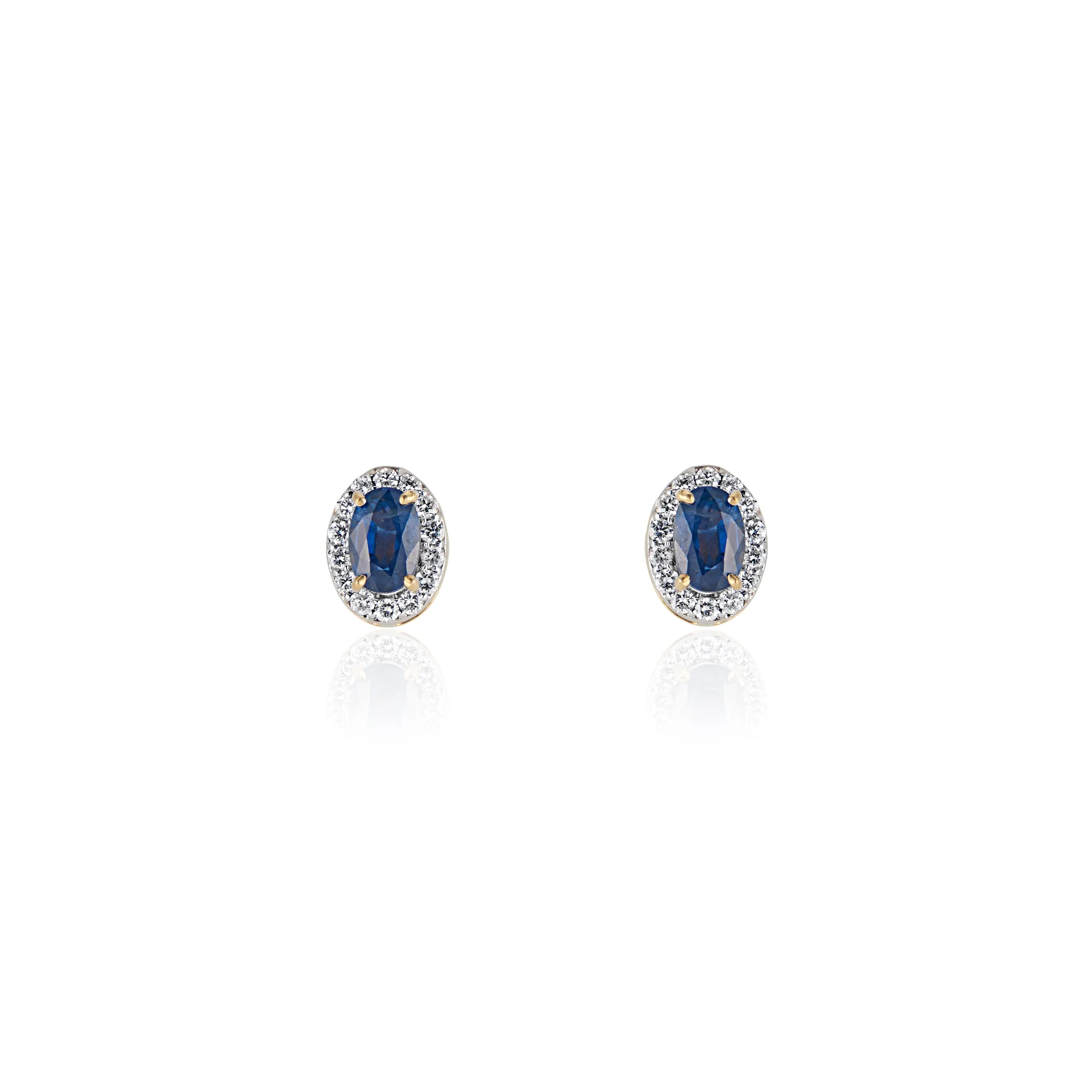 Susanna, Diamond Halo Sapphire Studs