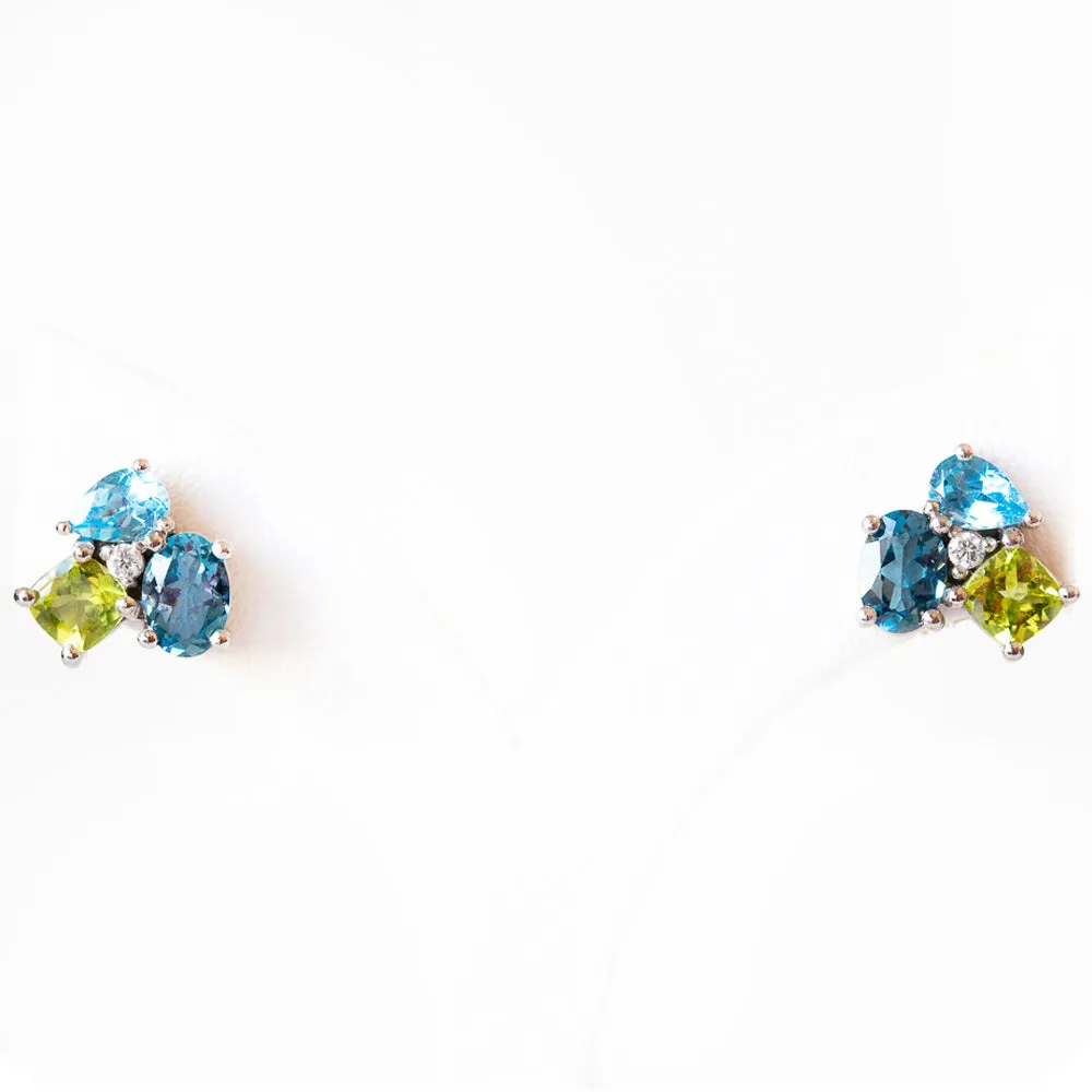 The Blue and Green Cluster Earrings