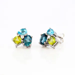 The Blue and Green Cluster Earrings