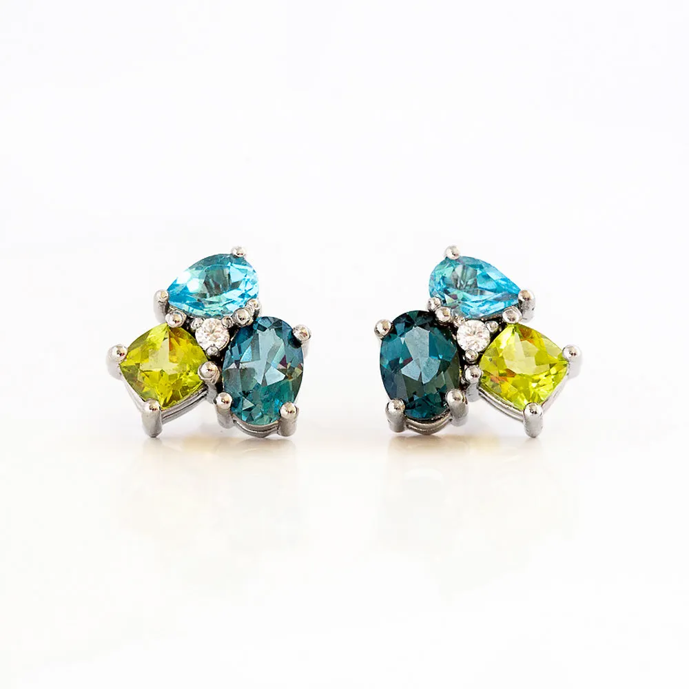 The Blue and Green Cluster Earrings