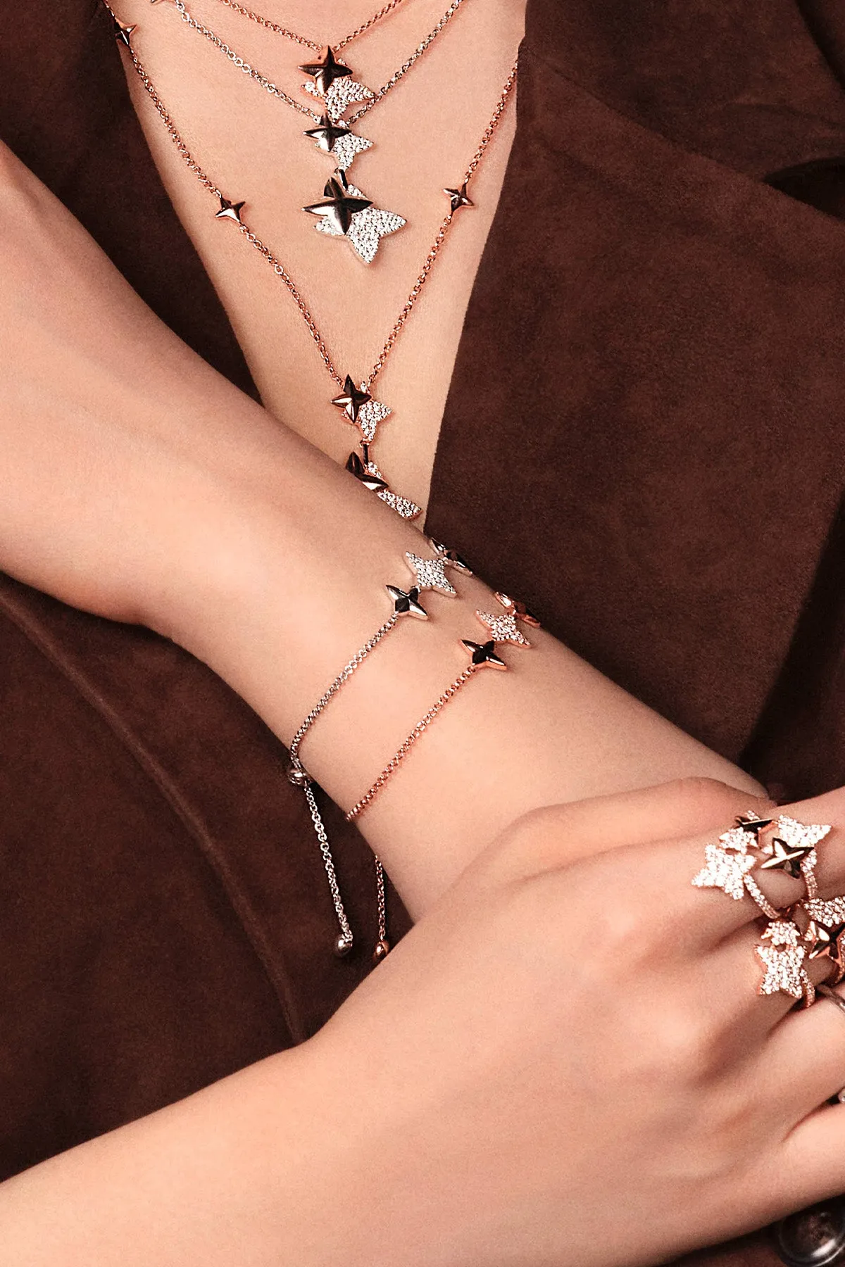 Triple Météorites Silver Adjustable Bracelet
