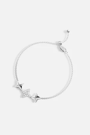 Triple Météorites Silver Adjustable Bracelet