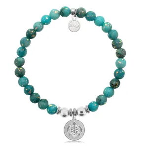 Turtle Charm with Blue Opal Jade Charity Bracelet