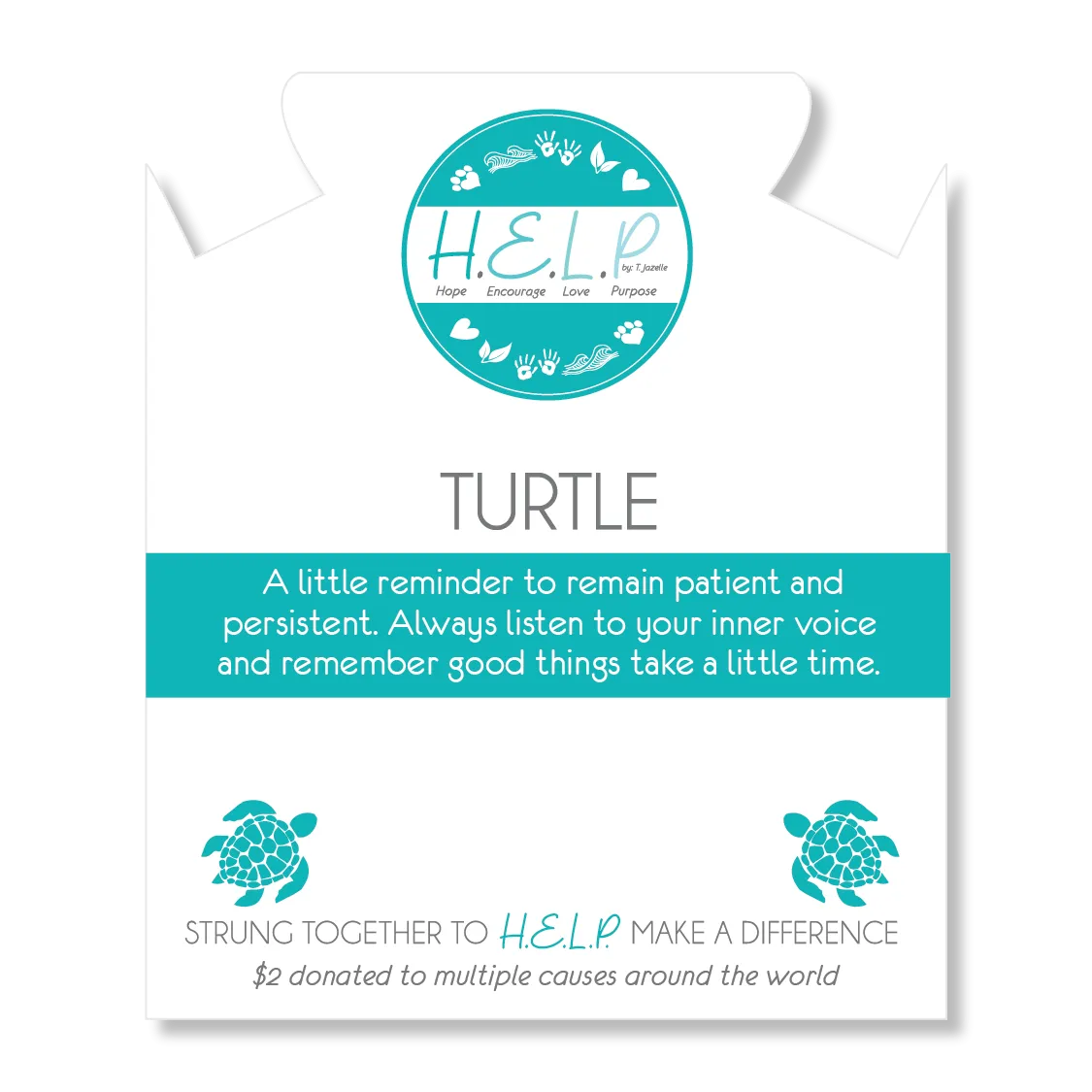 Turtle Charm with Blue Opal Jade Charity Bracelet