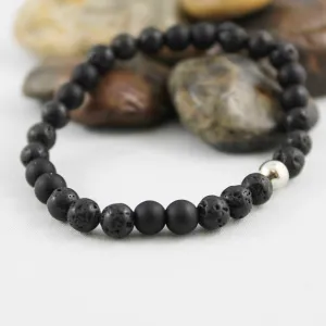 Unisex Black Onyx Lava Bead Bracelet