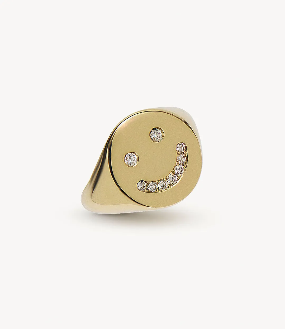 White Diamond Happy Signet Ring