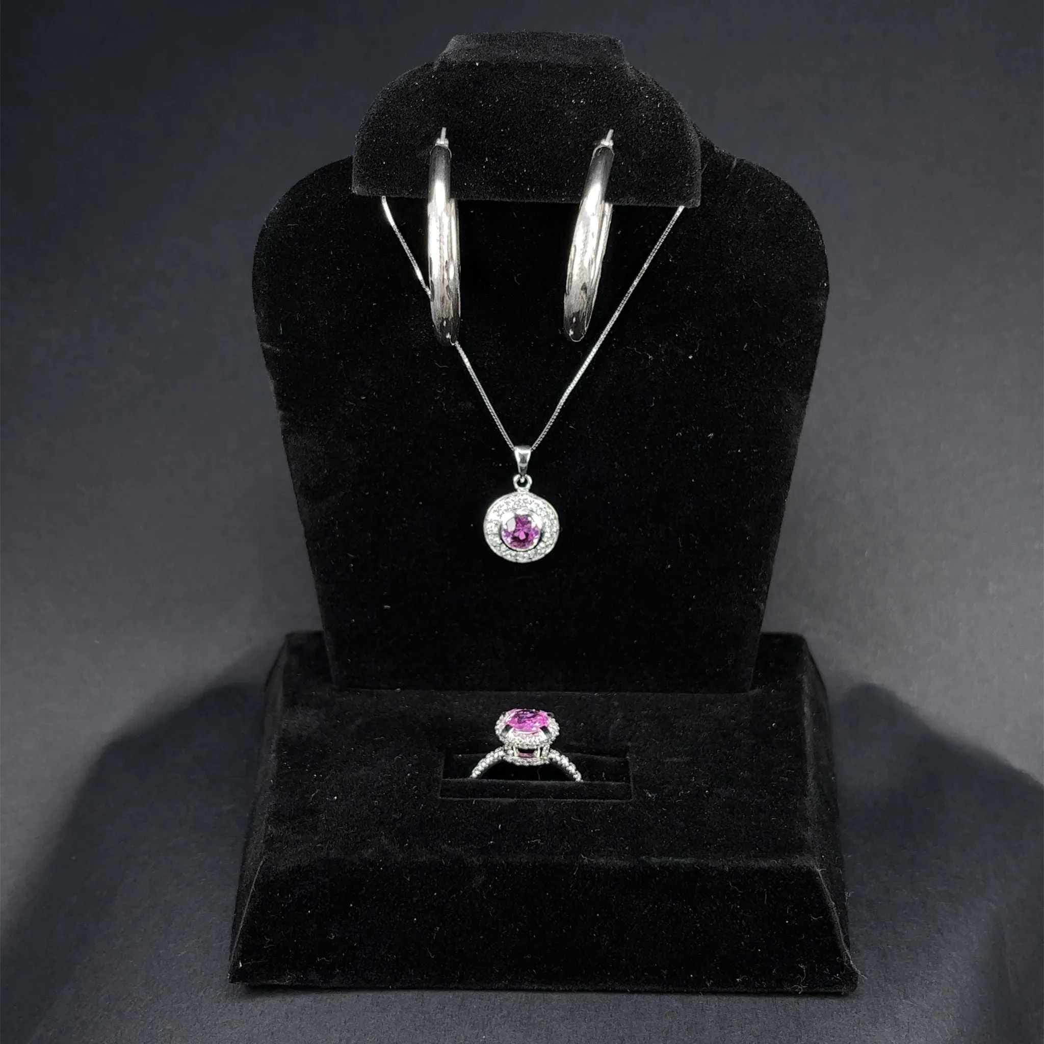 White Gold Pink Sapphire Bundle