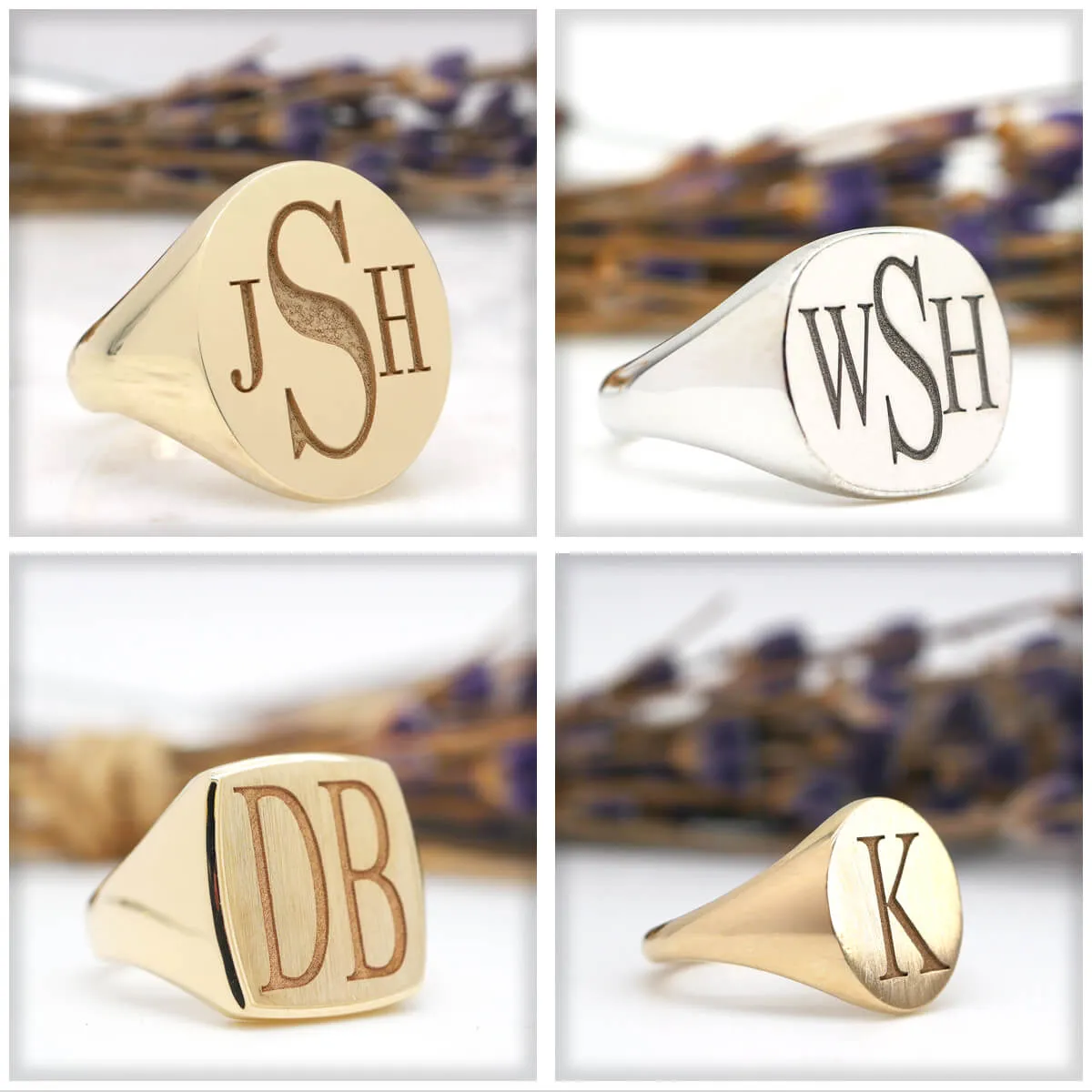 Women's Oval Signet Ring - Small - Laser Engraved Roman Monogram
