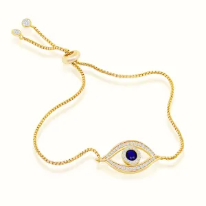 Women's Vermeil Micro Diamond Blue Evil Eye Bracelet